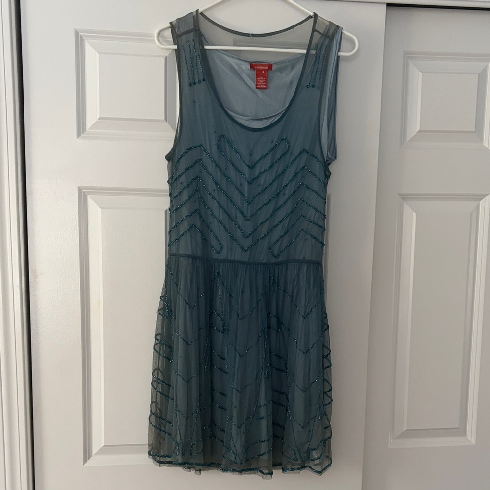 Sundance Teal Patterned Mini Dress